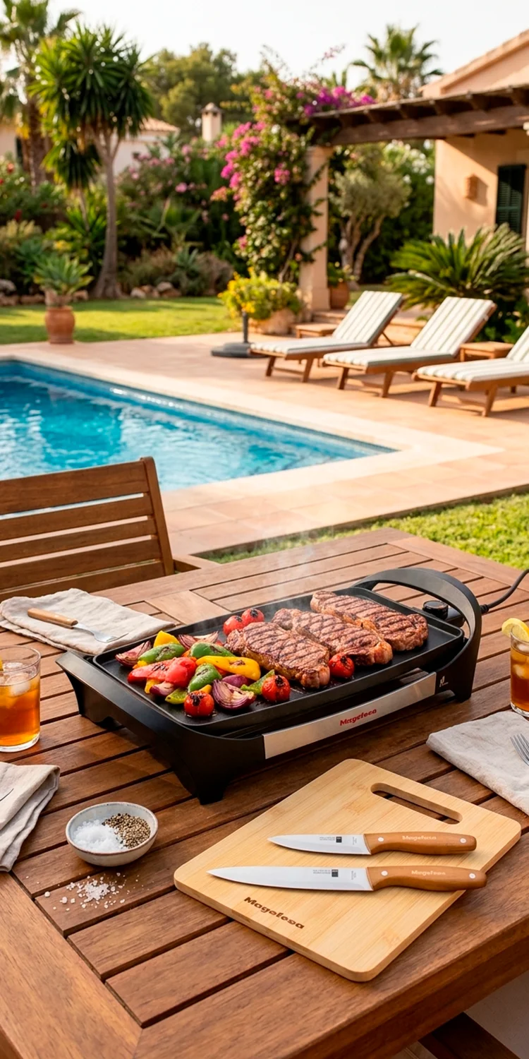 Pack BBQ Magefesa Plancha Bi-Nature Cuchillos Mag Wood Tabla Mag Wood
