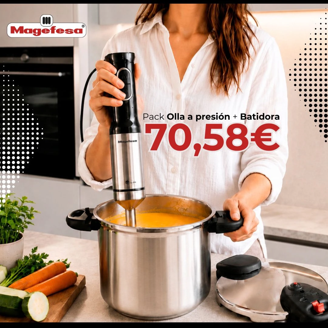 ANUNCIO MAGEFESA PACK OLLA A PRESIÓN BALANCE BATIDORA TANZER