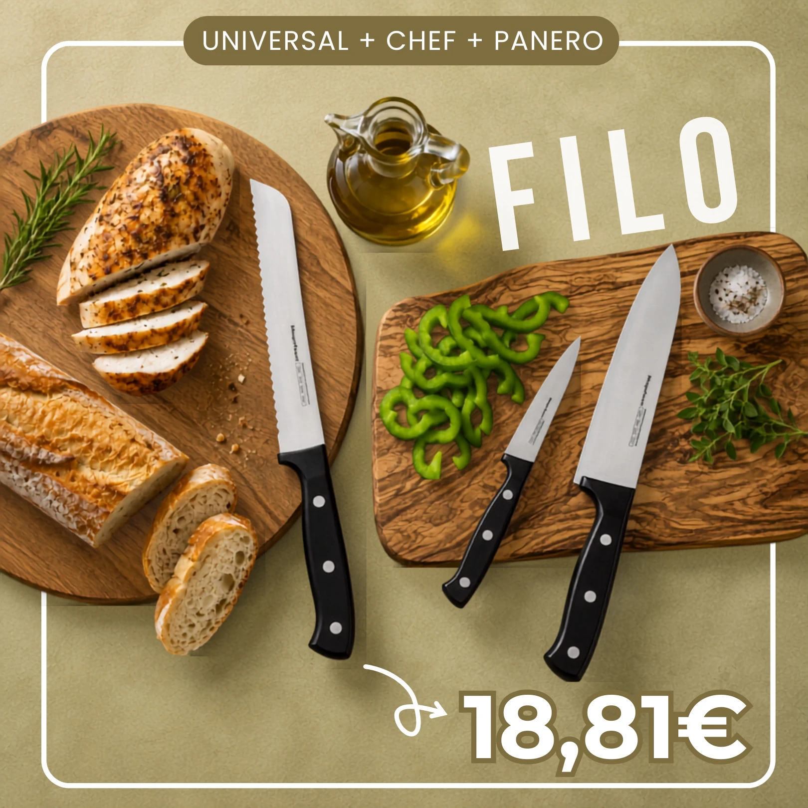 ANUNCIO MAGEFESA PACK CUCHILLOS FILO PANERO CHEF UNIVERSAL